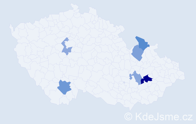 Příjmení: 'Řihovský', počet výskytů 10 v celé ČR