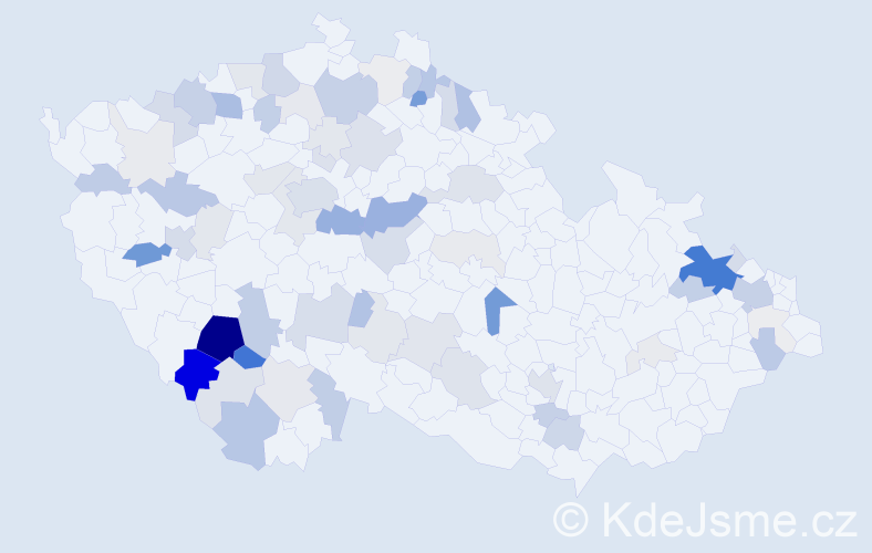 Příjmení: 'Rychtář', počet výskytů 267 v celé ČR