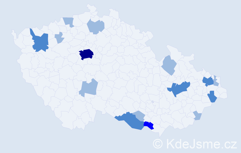 Příjmení: 'Bujnová', počet výskytů 26 v celé ČR