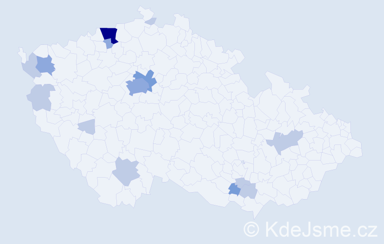 Příjmení: 'Birkner', počet výskytů 30 v celé ČR