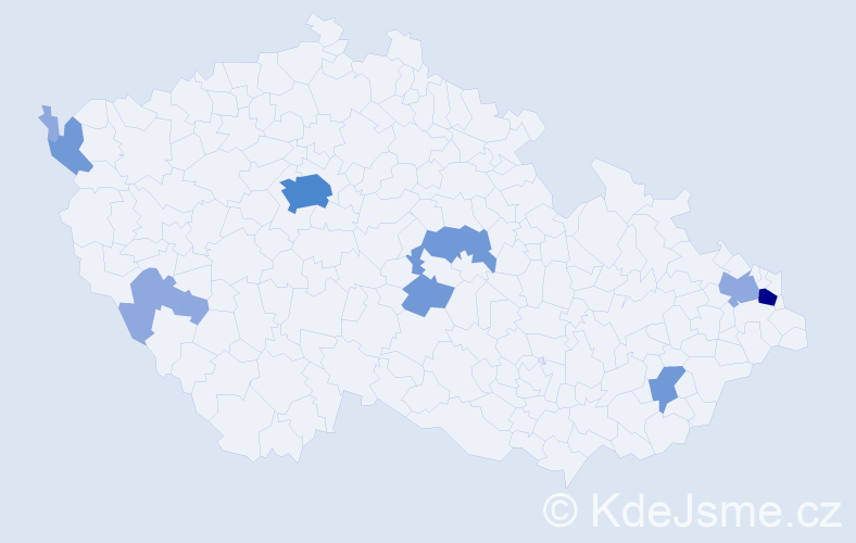 Příjmení: 'Kunor', počet výskytů 21 v celé ČR