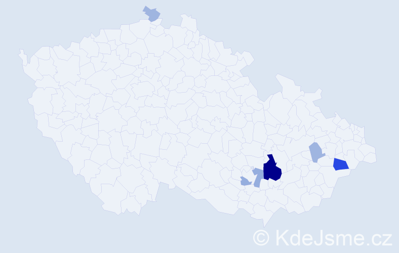 Příjmení: 'Murányi', počet výskytů 17 v celé ČR