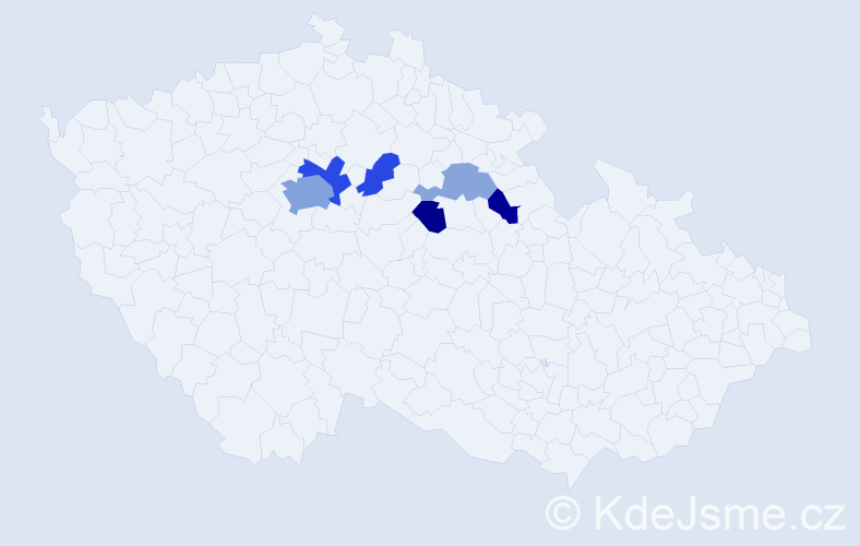 Příjmení: 'Nesl', počet výskytů 13 v celé ČR