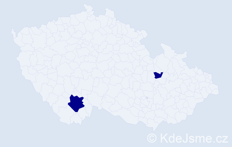 Příjmení: 'Kindii', počet výskytů 2 v celé ČR
