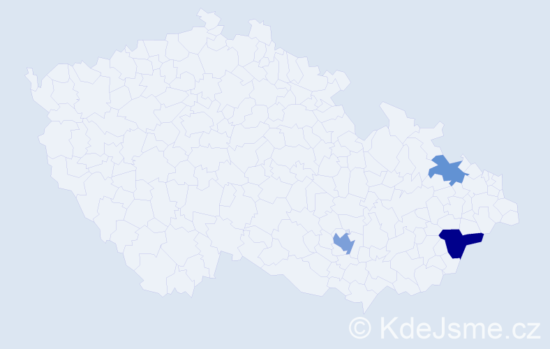 Příjmení: 'Oller', počet výskytů 5 v celé ČR