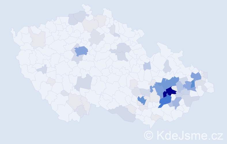 Příjmení: 'Černošková', počet výskytů 288 v celé ČR
