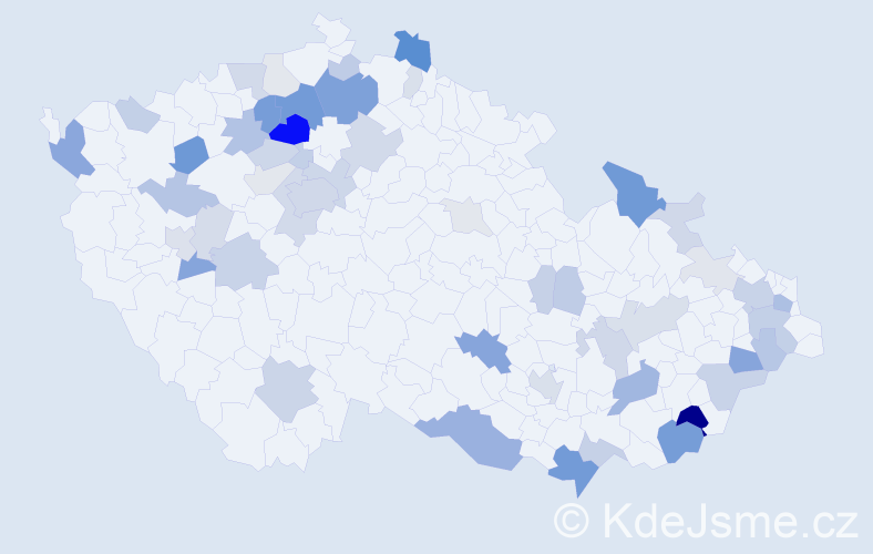Příjmení: 'Turza', počet výskytů 150 v celé ČR