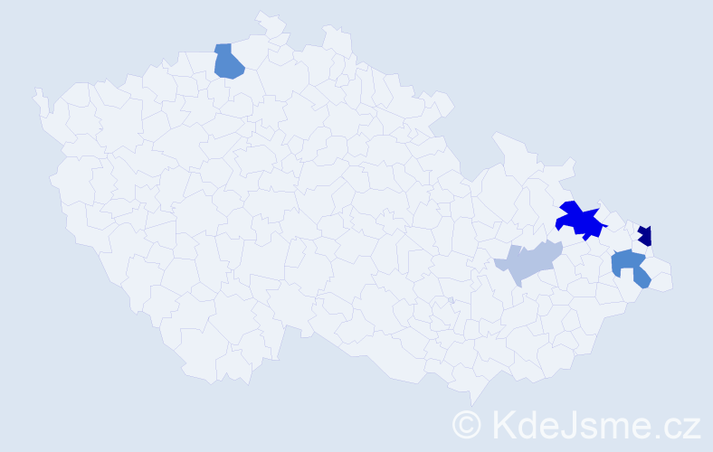 Příjmení: 'Bobčák', počet výskytů 17 v celé ČR
