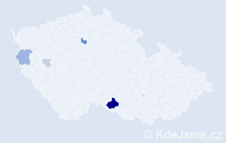 Příjmení: 'Tymkiv', počet výskytů 9 v celé ČR