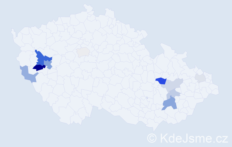 Příjmení: 'Zsemberiová', počet výskytů 21 v celé ČR