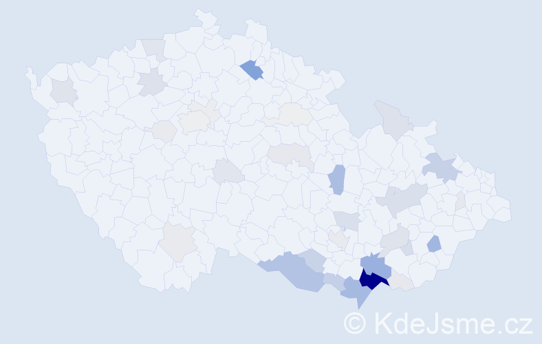 Příjmení: 'Ištvánek', počet výskytů 174 v celé ČR