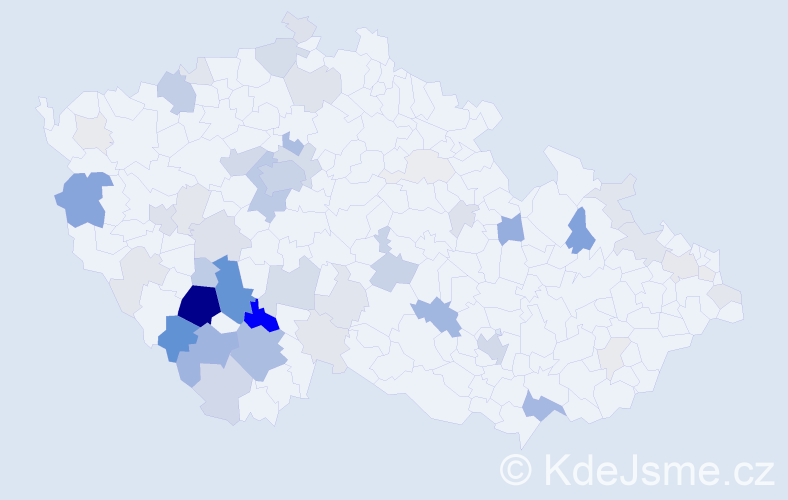 Příjmení: 'Komrska', počet výskytů 205 v celé ČR