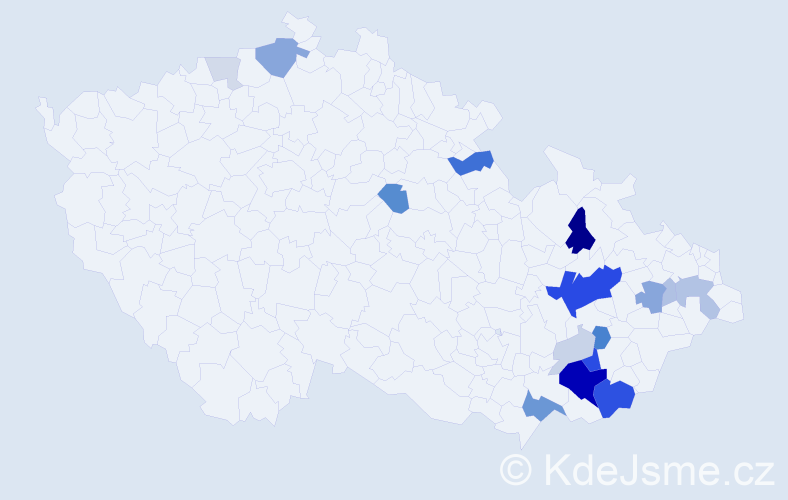 Příjmení: 'Podlas', počet výskytů 59 v celé ČR