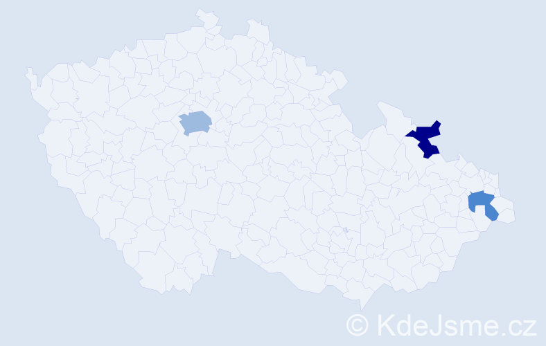 Příjmení: 'Bugris', počet výskytů 7 v celé ČR