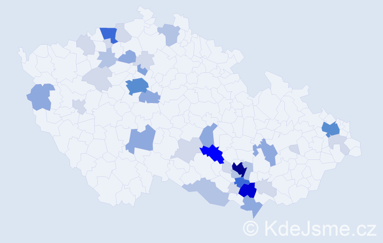 Příjmení: 'Klobásová', počet výskytů 119 v celé ČR