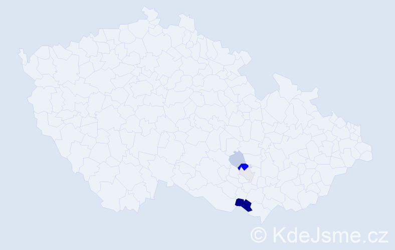 Příjmení: 'Bešter', počet výskytů 16 v celé ČR