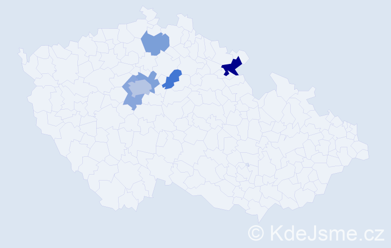 Příjmení: 'Kuchinka', počet výskytů 11 v celé ČR