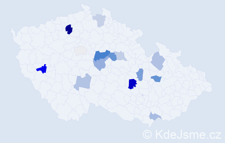 Příjmení: 'Kreinerová', počet výskytů 21 v celé ČR