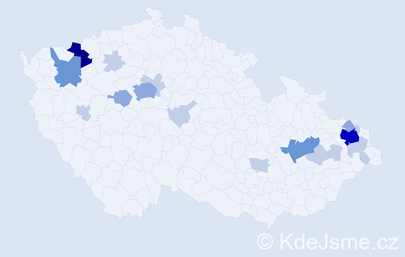Příjmení: 'Klimčáková', počet výskytů 46 v celé ČR
