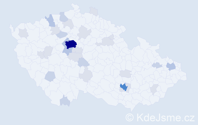 Příjmení: 'Kolev', počet výskytů 76 v celé ČR