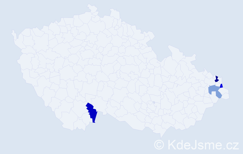 Příjmení: 'Kotabová', počet výskytů 5 v celé ČR