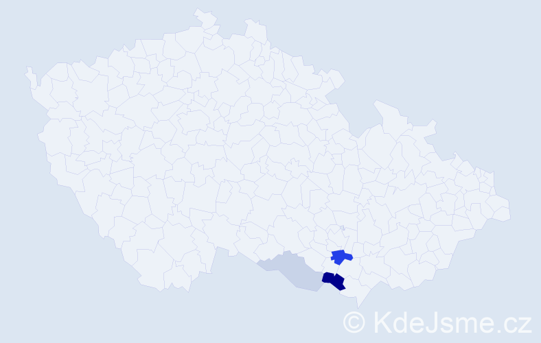 Příjmení: 'Děnešová', počet výskytů 7 v celé ČR