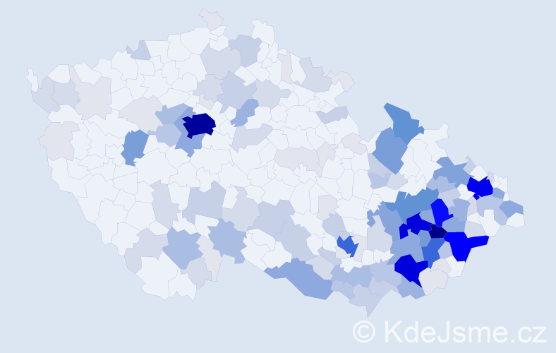 Příjmení: 'Mikulík', počet výskytů 551 v celé ČR