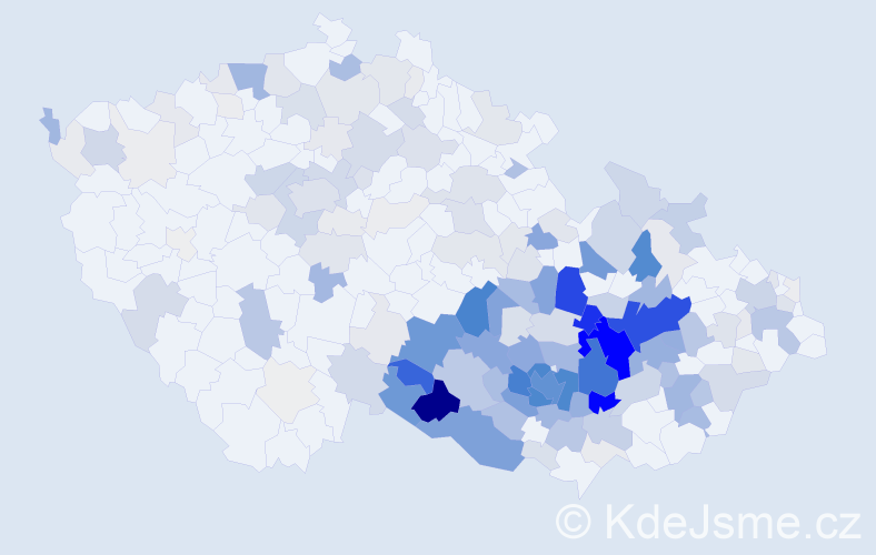 Příjmení: 'Kaláb', počet výskytů 832 v celé ČR