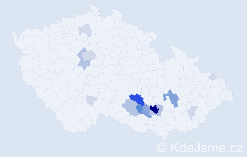 Příjmení: 'Nevrtalová', počet výskytů 55 v celé ČR