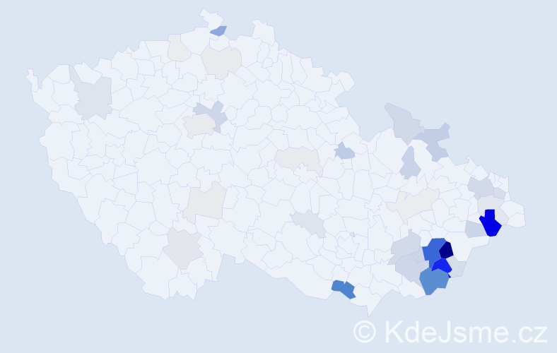 Příjmení: 'Valerián', počet výskytů 153 v celé ČR