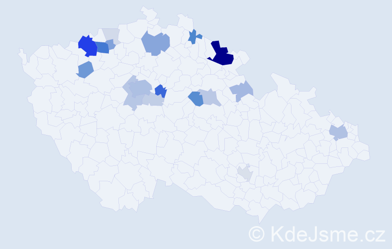 Příjmení: 'Dolejška', počet výskytů 70 v celé ČR