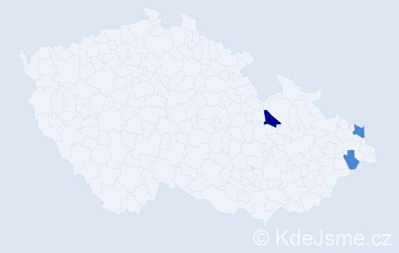 Příjmení: 'Korviny', počet výskytů 6 v celé ČR