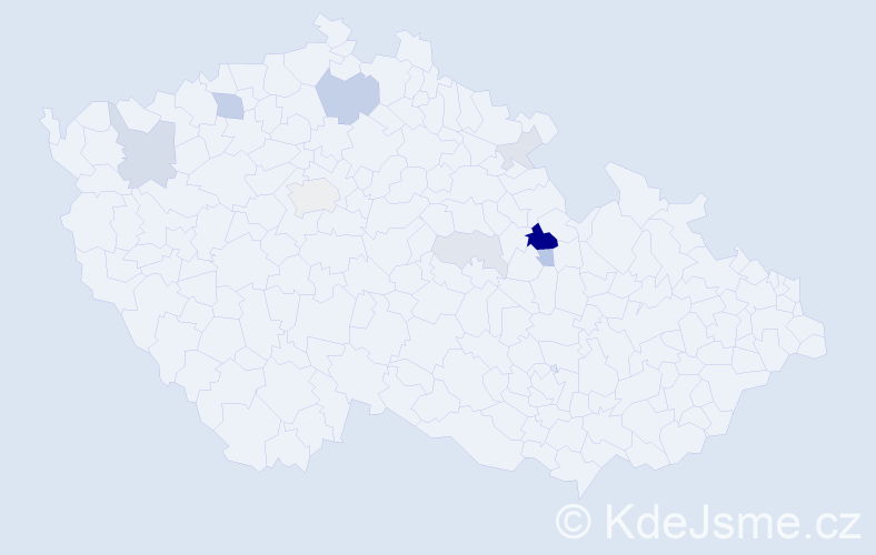 Příjmení: 'Lukesle', počet výskytů 25 v celé ČR