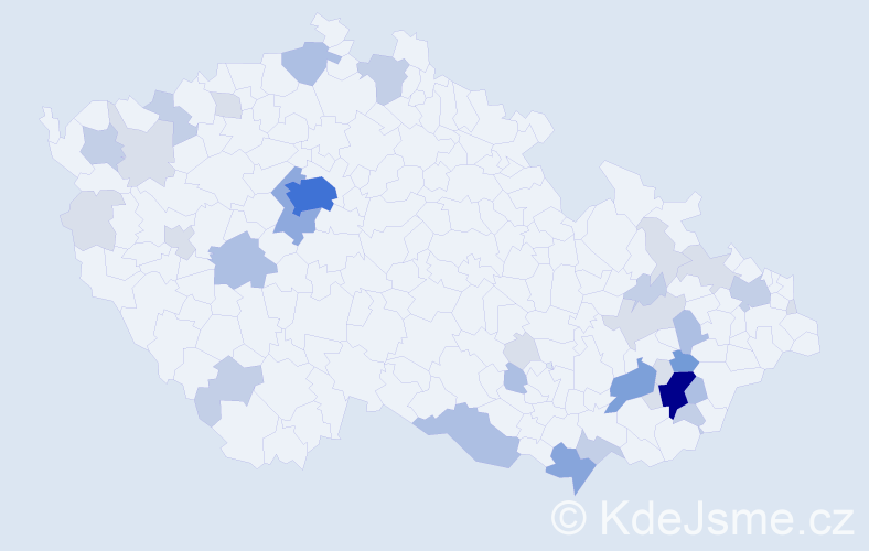 Příjmení: 'Huňa', počet výskytů 101 v celé ČR