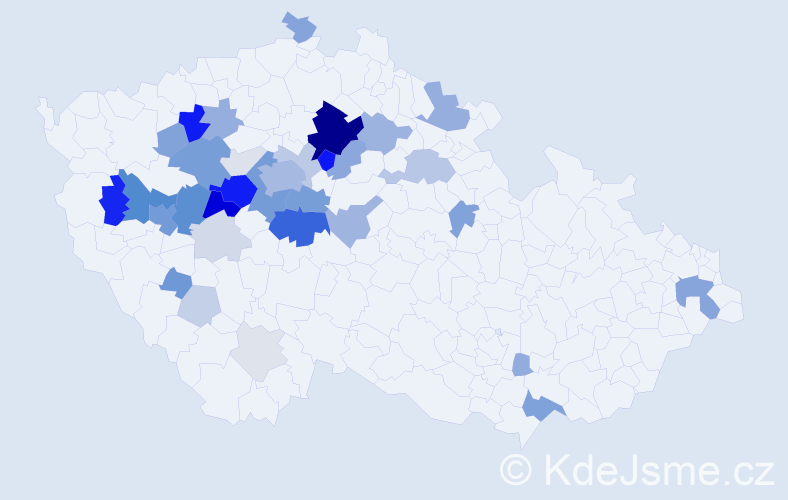 Příjmení: 'Boubín', počet výskytů 154 v celé ČR