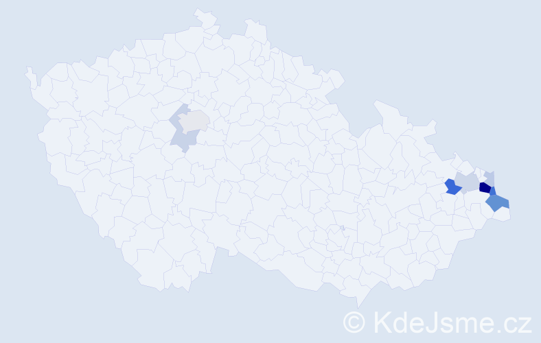 Příjmení: 'Oczko', počet výskytů 24 v celé ČR