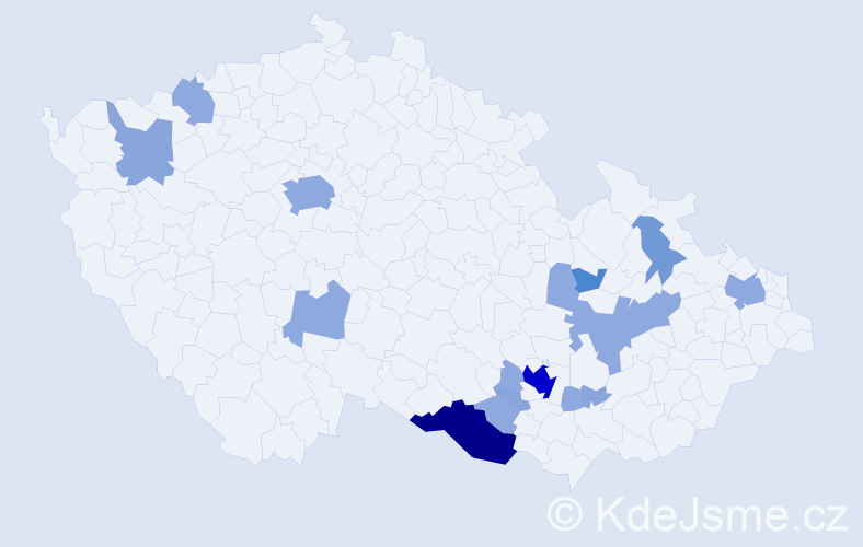 Příjmení: 'Potácelová', počet výskytů 41 v celé ČR