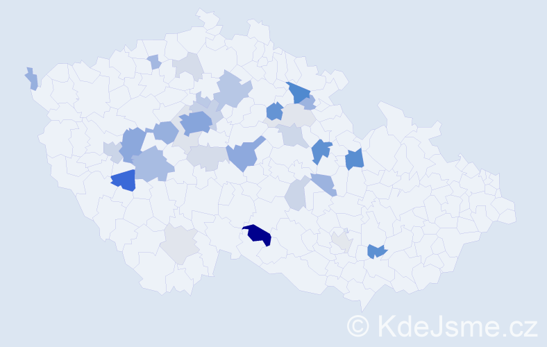 Příjmení: 'Medvid', počet výskytů 103 v celé ČR