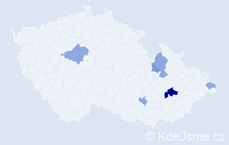 Příjmení: 'Kácel', počet výskytů 16 v celé ČR