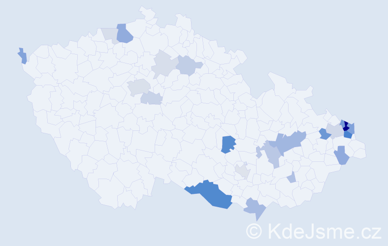 Příjmení: 'Janečko', počet výskytů 68 v celé ČR