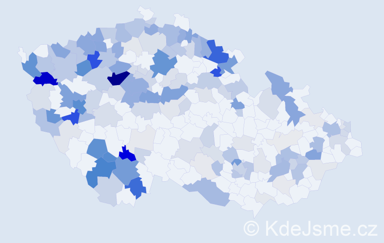 Příjmení: 'Kuna', počet výskytů 622 v celé ČR