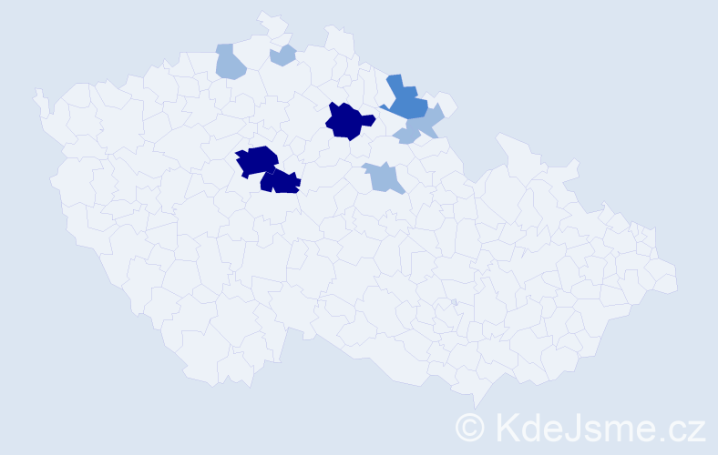 Příjmení: 'Mitlöhner', počet výskytů 19 v celé ČR