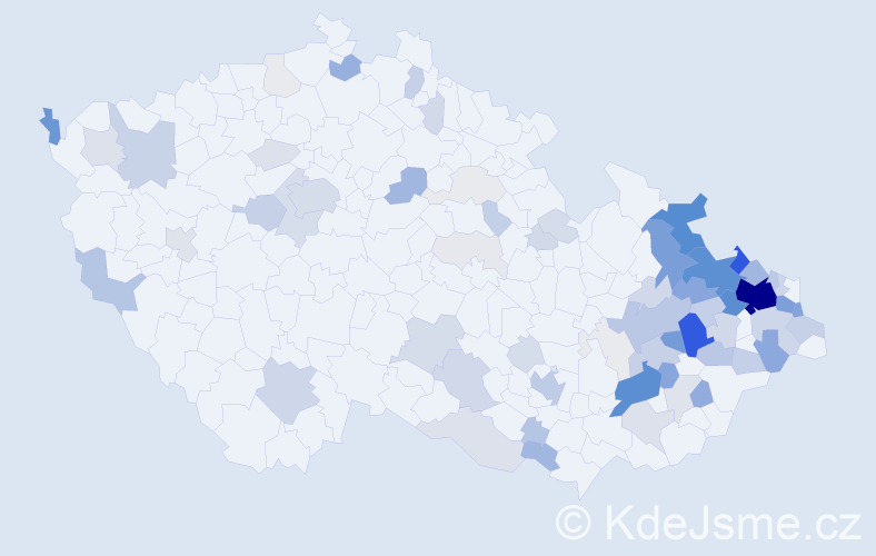 Příjmení: 'Bajgar', počet výskytů 380 v celé ČR