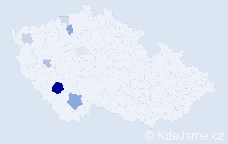 Příjmení: 'Brušák', počet výskytů 21 v celé ČR