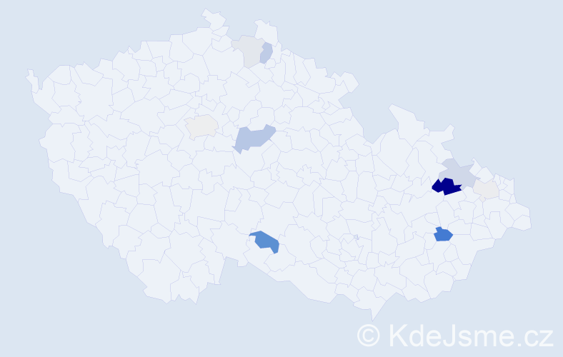 Příjmení: 'Csémi', počet výskytů 21 v celé ČR