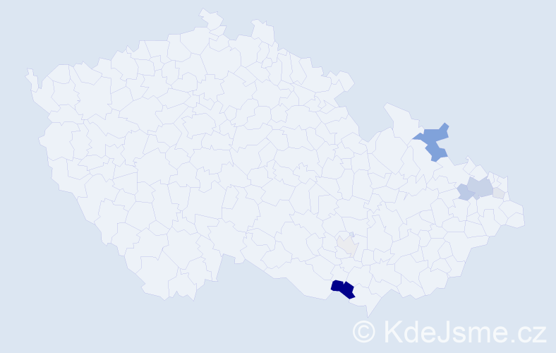 Příjmení: 'Predikantová', počet výskytů 20 v celé ČR