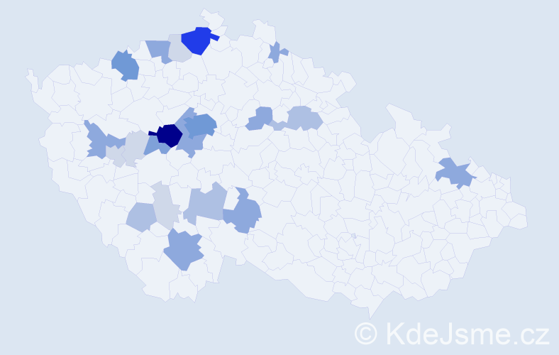 Příjmení: 'Krásl', počet výskytů 73 v celé ČR
