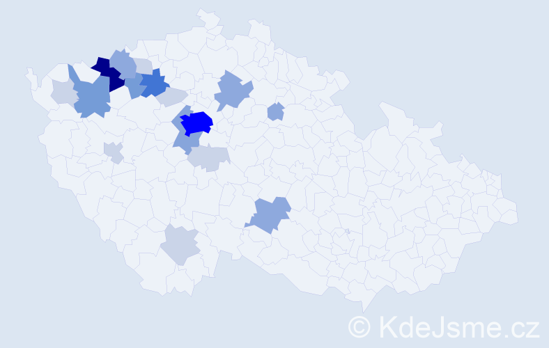 Příjmení: 'Pernet', počet výskytů 55 v celé ČR