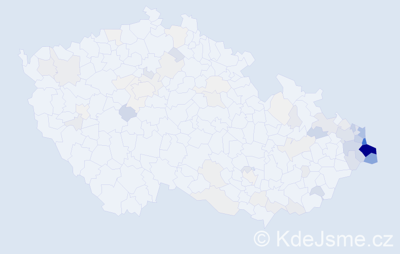 Příjmení: 'Wojnar', počet výskytů 397 v celé ČR