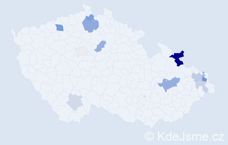 Příjmení: 'Lazárová', počet výskytů 27 v celé ČR